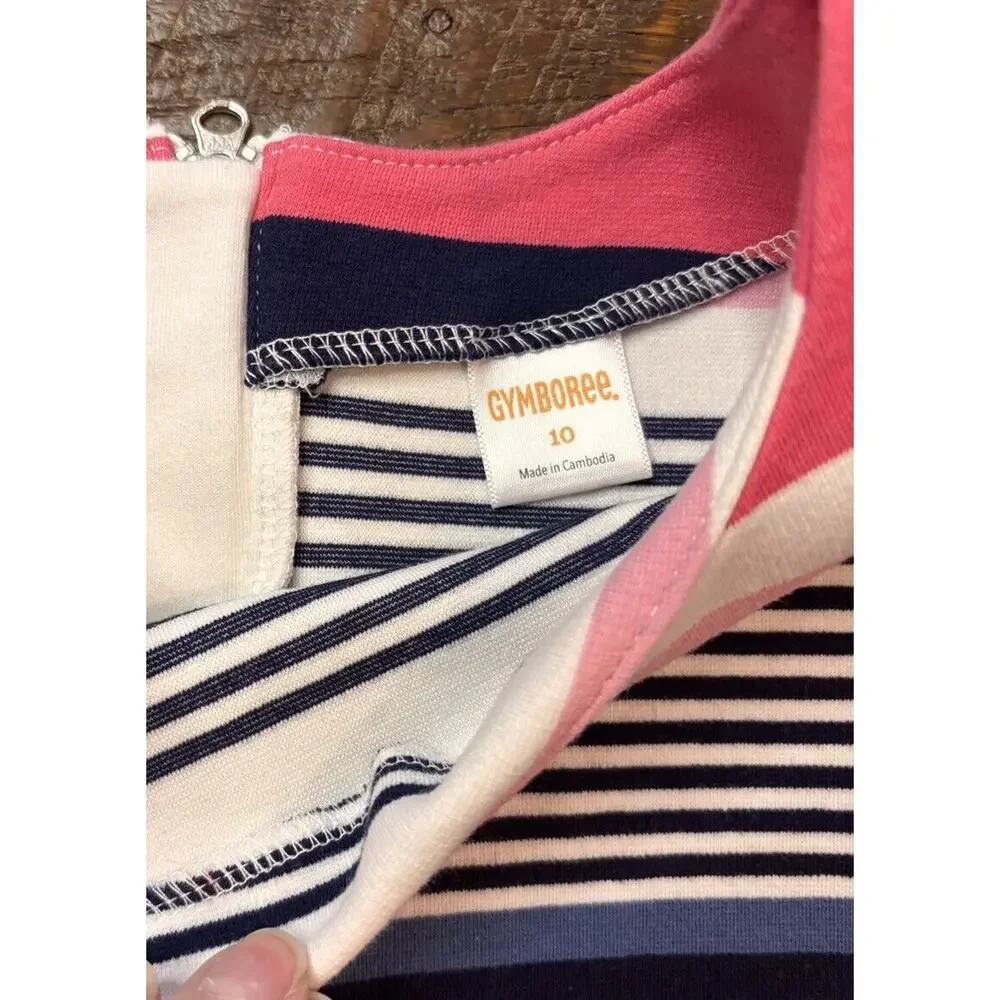 EUC Gymboree Striped Dress Little Girl Size 10 Blue White Pink